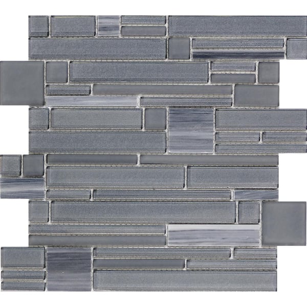 EMSER TILE Entity Zest Glossy 11.81 in. x 11.81 in. x 8mm Glass Mesh-Mounted Mosaic Tile (0.97 sq. ft.)