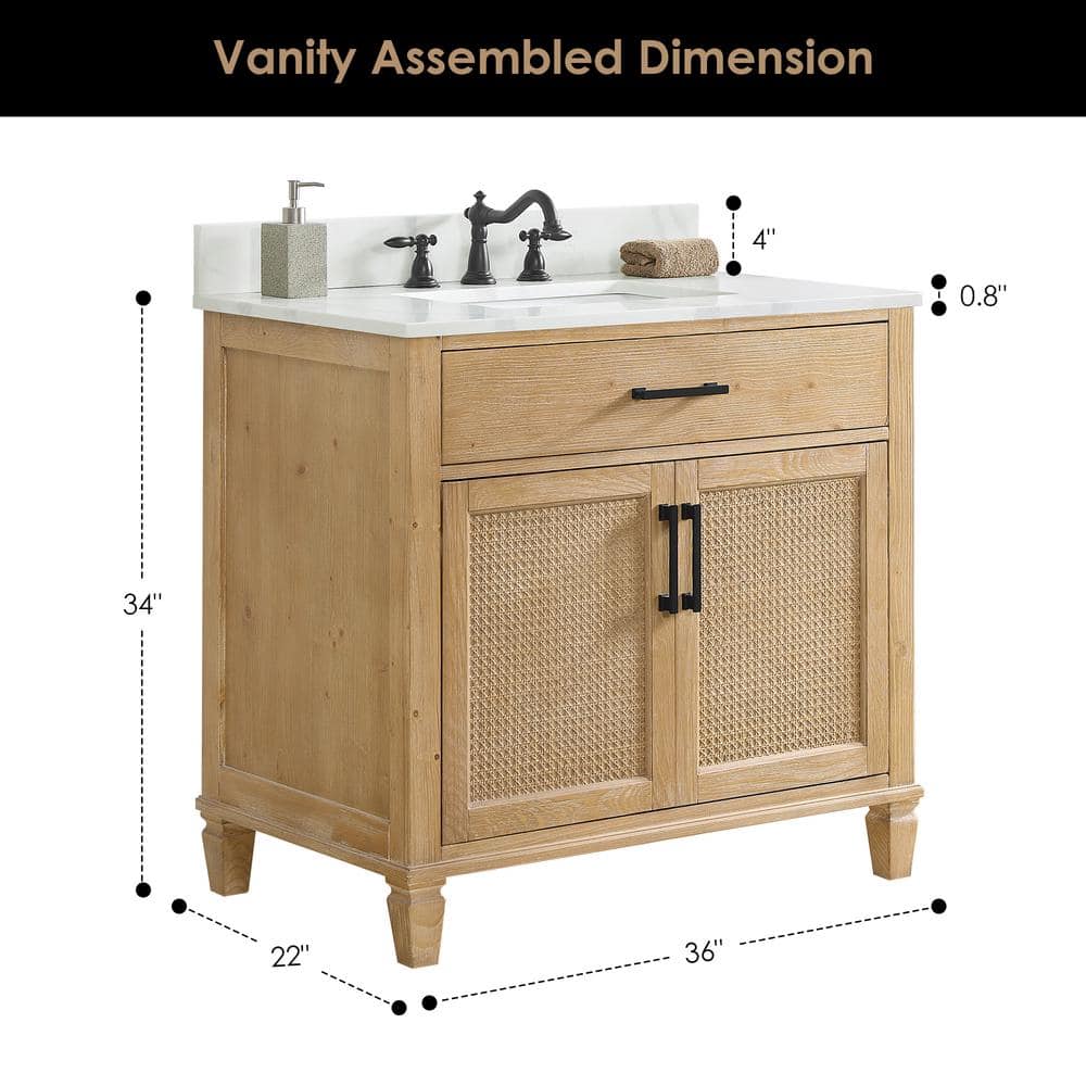 Solana 36" Weathered Fir and White Quartz Vanity
