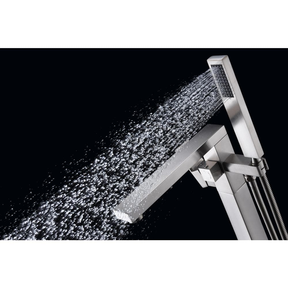 Brushed Nickel Freestanding Tub Faucet with Hand Shower