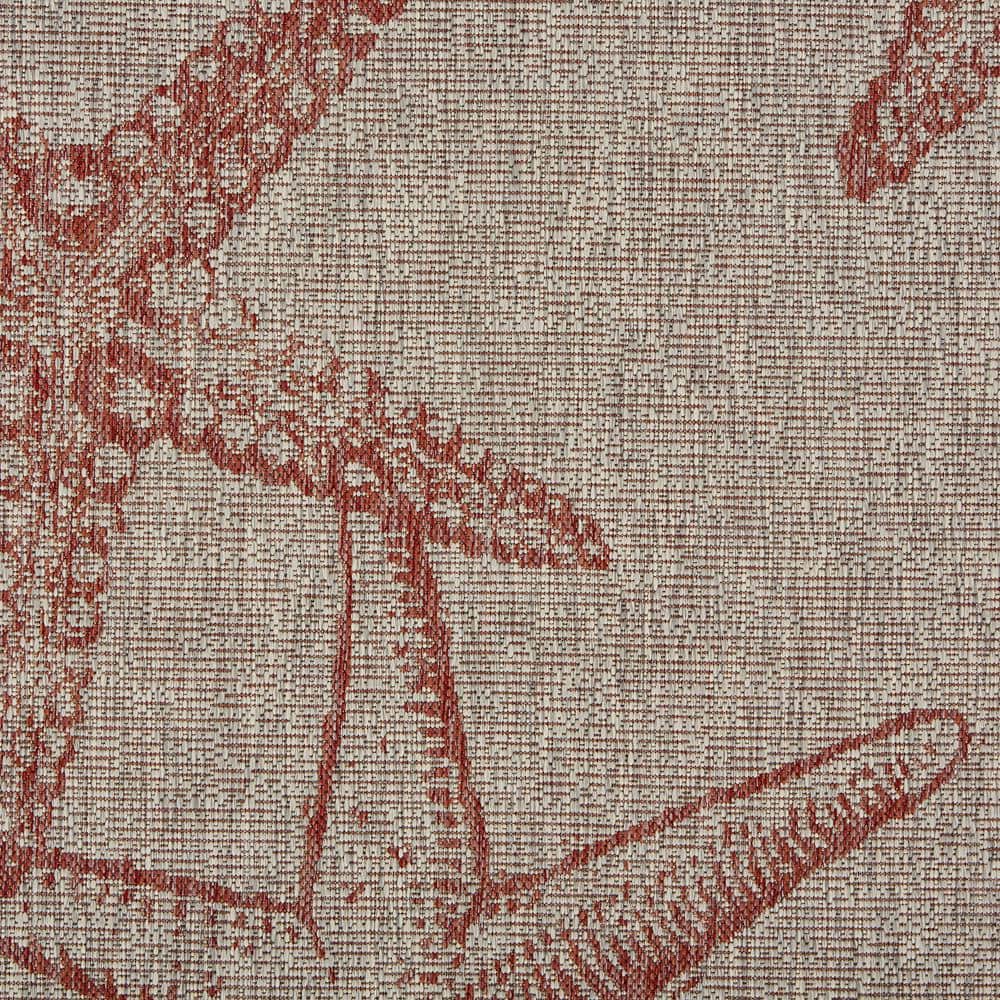 Coastal Charm Coral & Beige Synthetic Indoor/Outdoor Area Rug, 7'9" x 9'5"