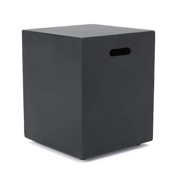 Noble House Mayfair Dark Gray Stone Outdoor Patio Tank Holder Side Table