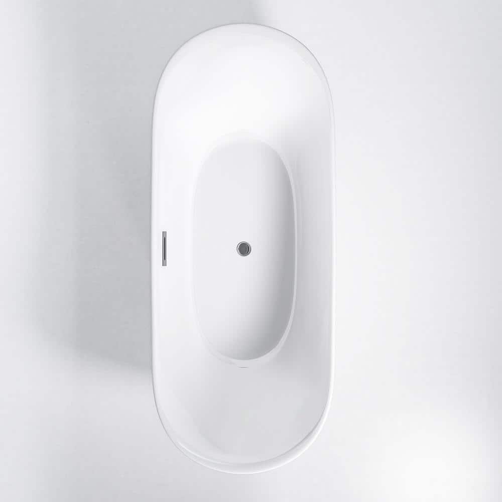 67 in. x 31 in. Acrylic Freestanding Soaking Bathtub with Center Drain in G