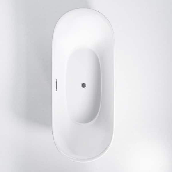 Unbranded 67 in. x 31 in. Acrylic Freestanding Soaking Bathtub with Center Drain in Gloss White
