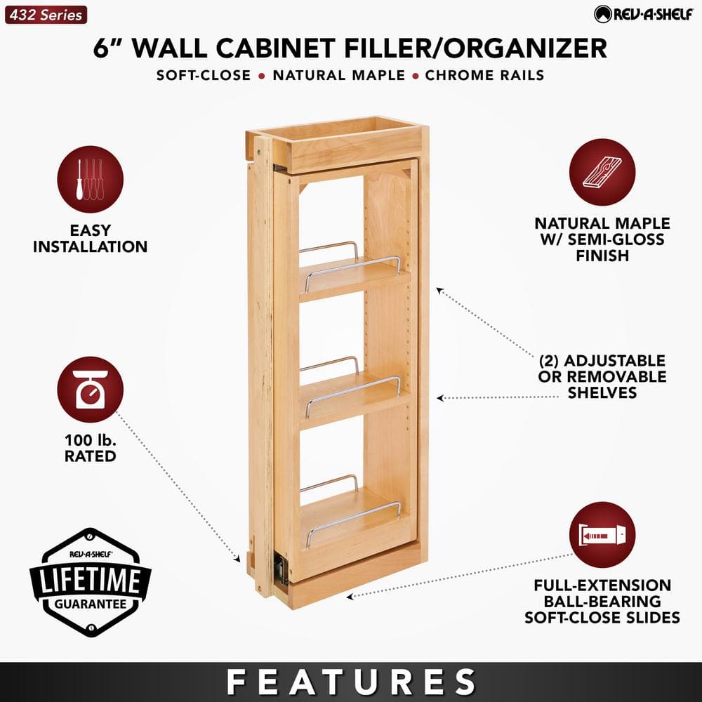 Maple Wood Base Cabinet Organizer with Stainless Steel Utensil Bin