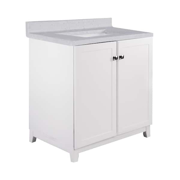 Design House 30 in. x 21 in. x 33 in. 2-Door Bath Vanity in White with 4 in. Centerset CM Frost Vanity Top with White Basin