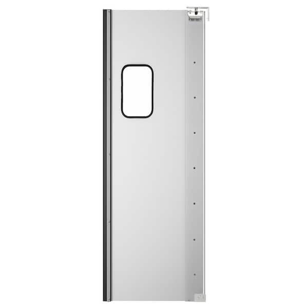 30 in. x 84 in. Universal/Reversible Silver Finished Aluminum Commercial Door Slab Swinging Traffic Door 9x14 in. Window
