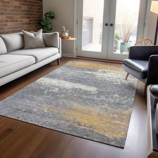 Chantille Machine Washable Indoor/Outdoor Abstract ACN1777 Gold 3 ft. x 4 ft. Area Rug