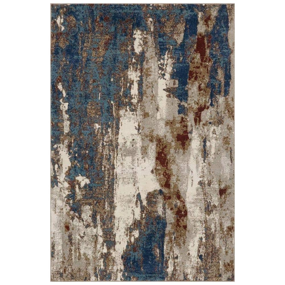 Yellow Polypropylene 8 ft. x 10 ft. Abstract Indoor Area Rug