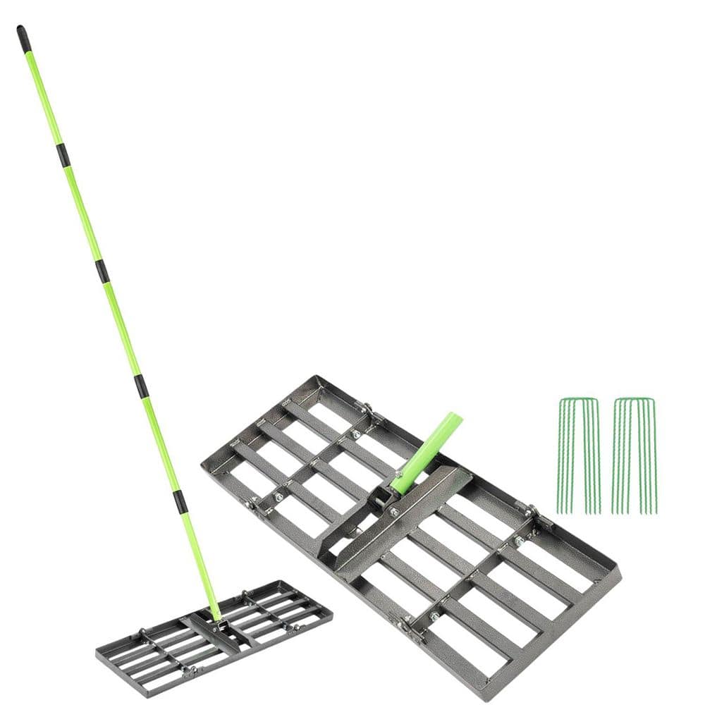 30x10 in. Heavy Duty Lawn Leveling Rake Stainless Steel Adjustable Long Handle Green Stakes for Garden Yard Golf Course price history on PriceWatchPro