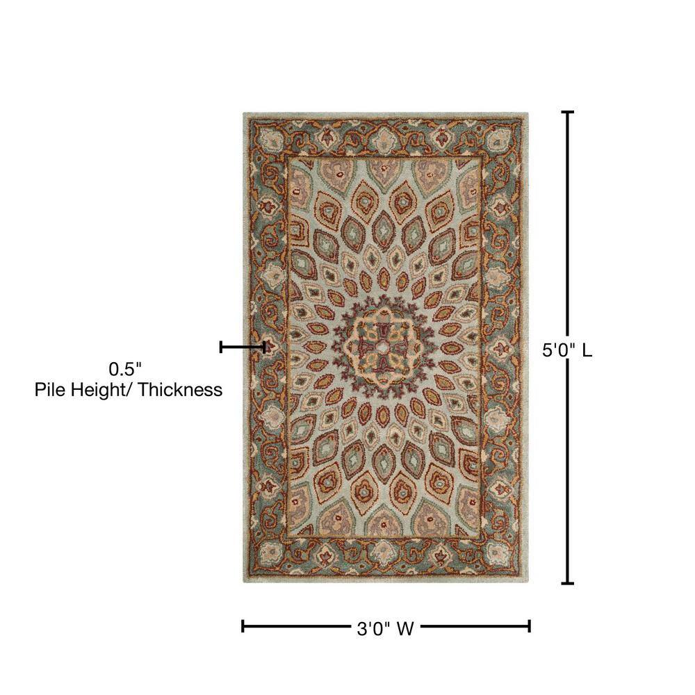 Handmade Blue/Grey Wool Rectangular Tufted Area Rug
