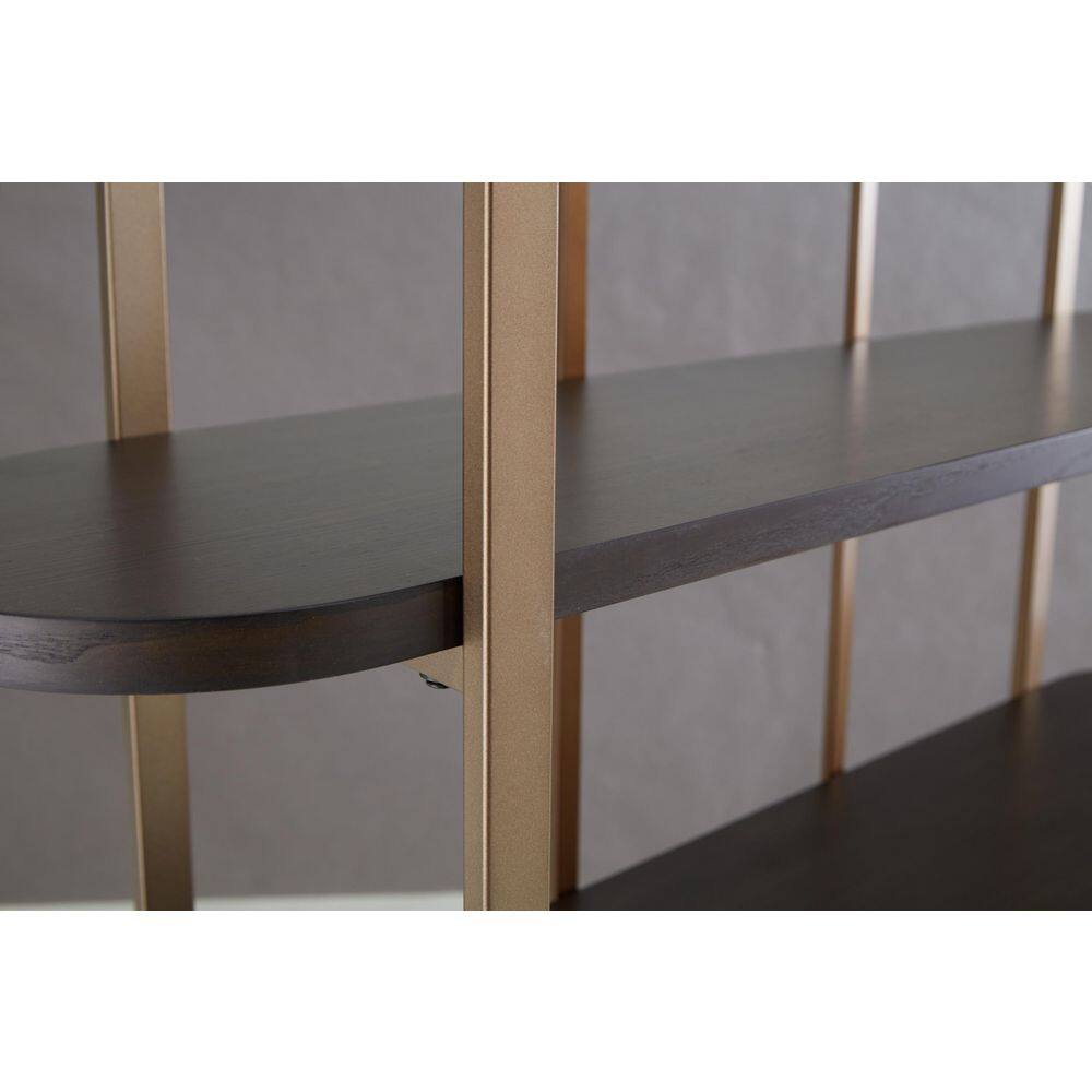 Brown and Gold 48" Modern Metal Frame Bookcase