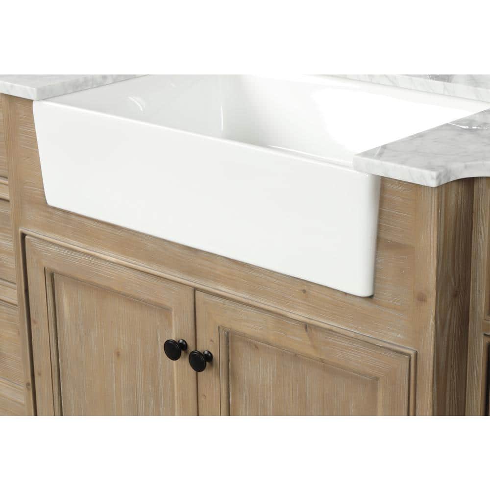 Kelly 60" Weathered Fir Wood Bathroom Vanity with Marble Top