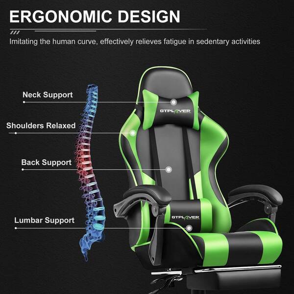 Lucklife Gaming Chair Computer Chair with Footrest and Lumbar 