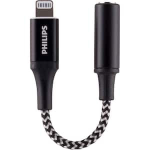 4 in. Lightning to 3.5mm Audio Auxiliary Adapter in Black