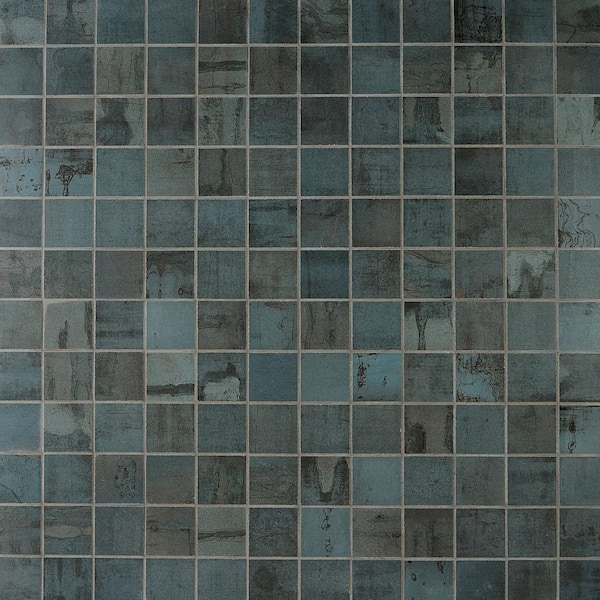 Ivy Hill Tile Angela Harris Metallic Dark Blue 11.81 in. x 11.81 in. Matte Porcelain Floor and Wall Mosaic Tile (0.96 Sq. ft./Each)