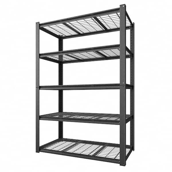 5-Tier Metal Garage Storage Shelving Unit Standard Bookcase in Black ( 72 in. H x 48 in. W x 24 in. D )