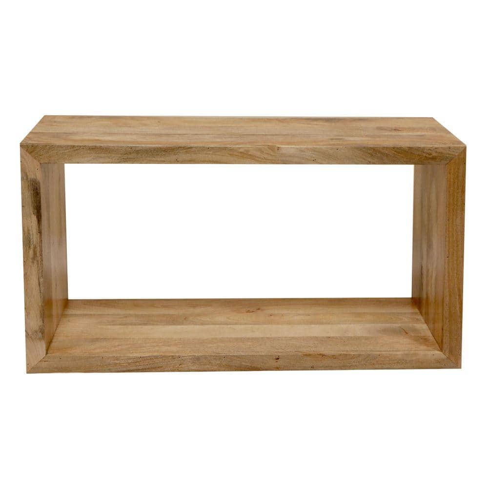 Natural Brown Mango Wood 52" Console Table with Storage Shelf