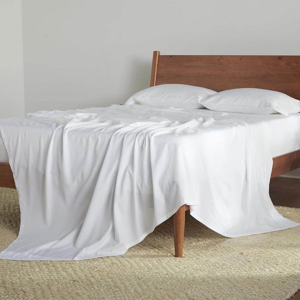 California King Bright White Cotton Bamboo Sheet Set