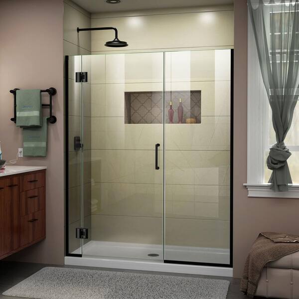 DreamLine Unidoor-X 59.5 to 60 in. x 72 in. Frameless Hinged Shower Door in Matte Black