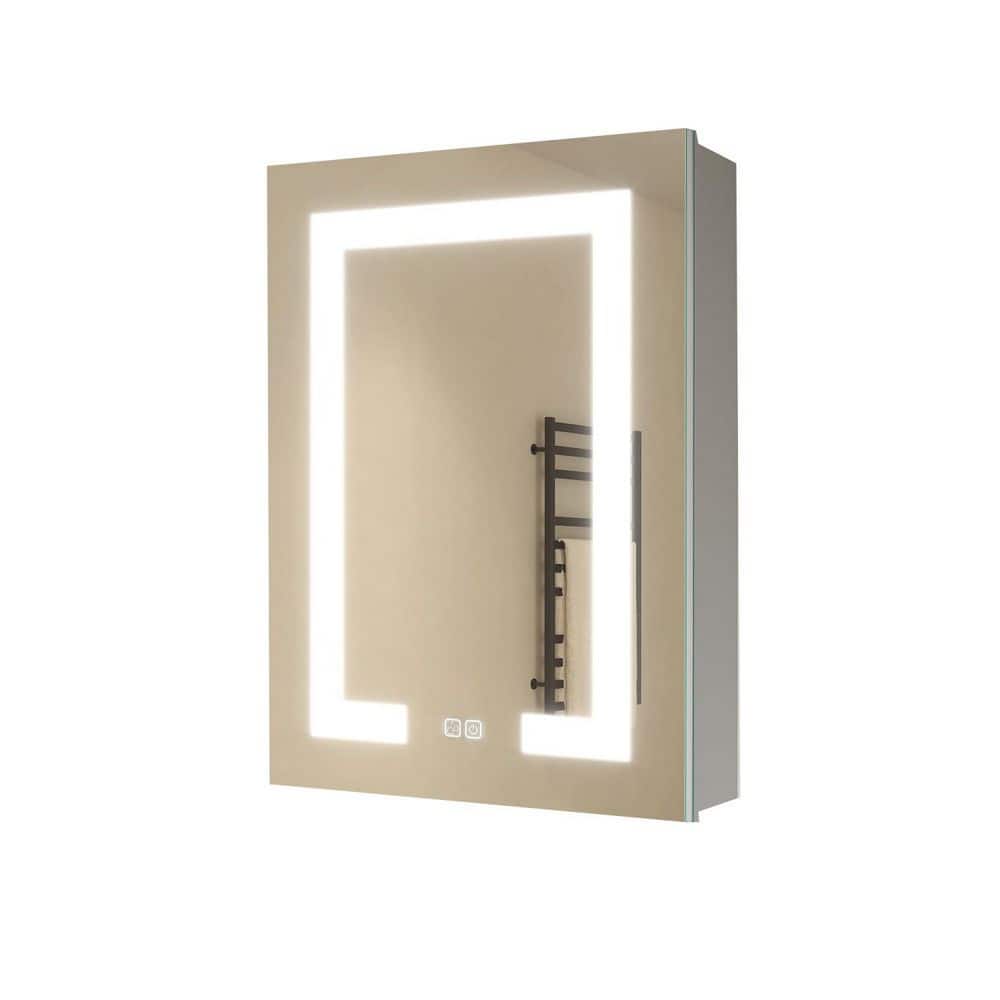 20 in. W x 28 in. H Rectangular Frameless Dimmable, Storage, Defog, 2 Socke
