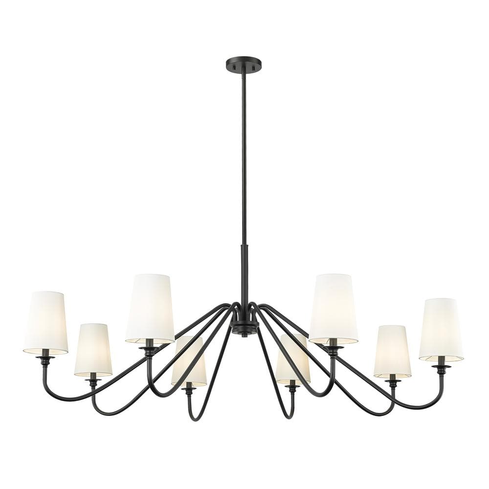 Gianna Matte Black 8-Light Chandelier with White Shades