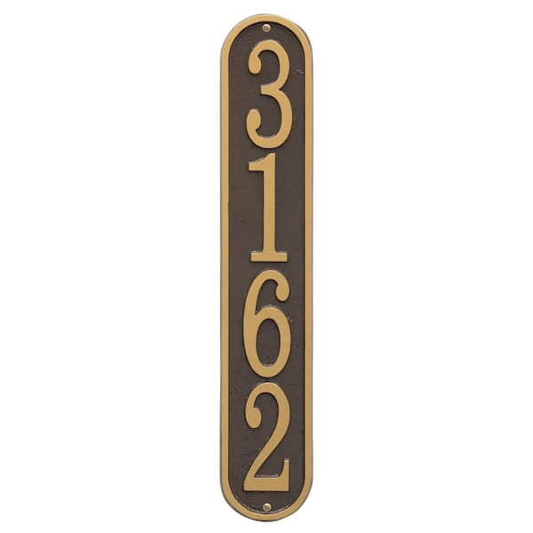 Fast and Easy Vertical House Number Plaque, Bronze/Gold
