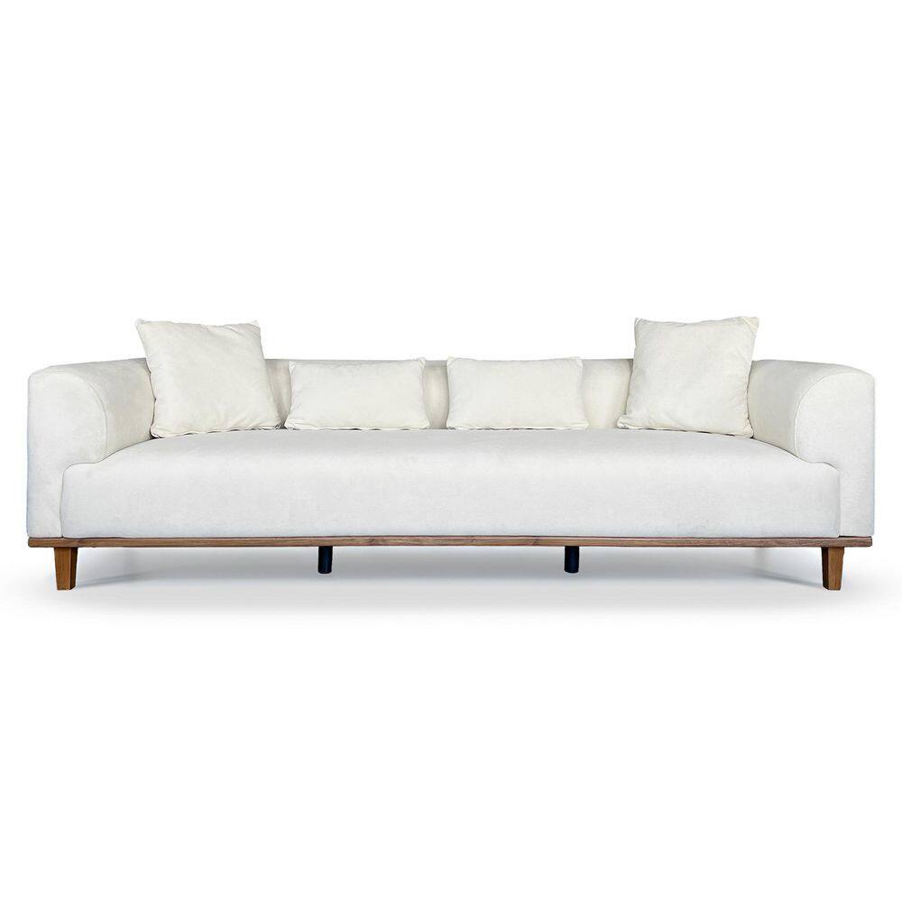 Vallejo 102.8 in. Round Arm Soft Velvet Rectangle Scandinavian Sofa with Removable Pillows in Cream price history on PriceWatchPro