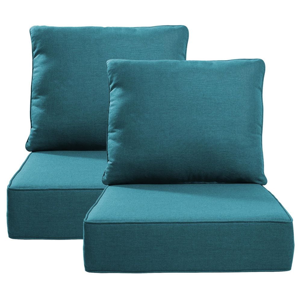 24 in., x 24 in., x 6 in., 4-Piece Repacement Deep Seating Olefin Outdoor Lounge Chair Cushion in Peacock Blue price history on PriceWatchPro