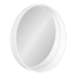 Wheeler 24 in. x 24 in. Classic Round Framed White Wall Accent Mirror