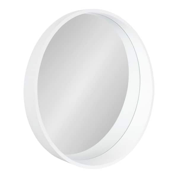 Kate and Laurel Wheeler 24 in. x 24 in. Classic Round Framed White Wall Accent Mirror