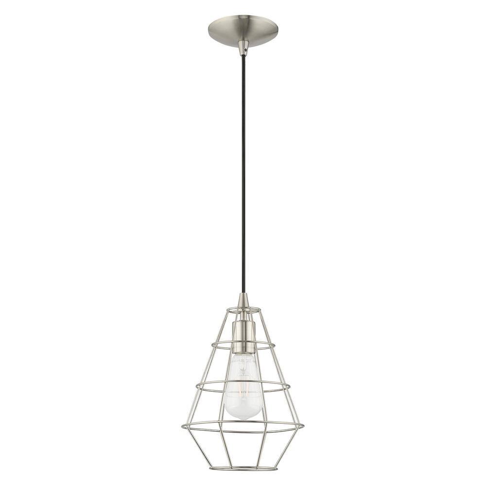 Brushed Nickel Geometric Mini Pendant Light for Indoor/Outdoor