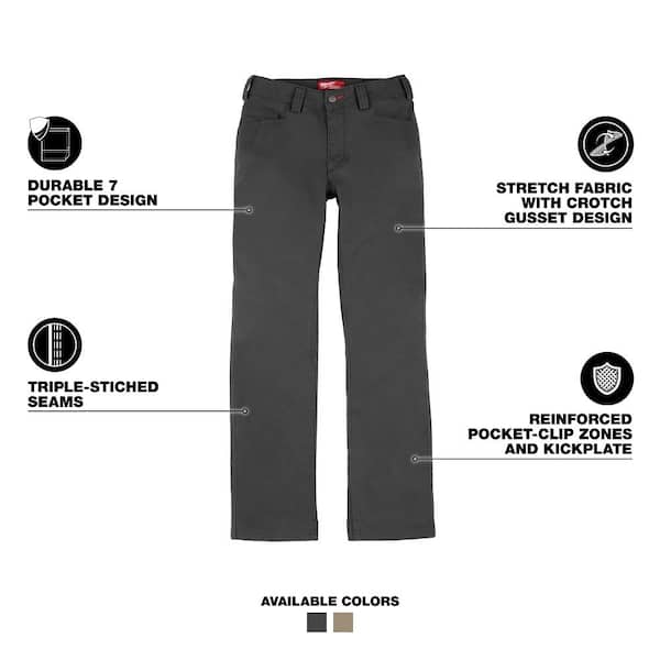 Women's Size 18 Gray Cotton/Polyester Work Pants with 7 Pockets