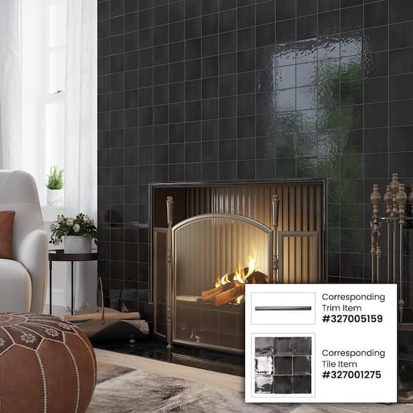 Apollo Tile Silken 10-Pack Black 1-in x 8-in Ceramic Pencil Tile (0.3-sq. ft/ Carton)