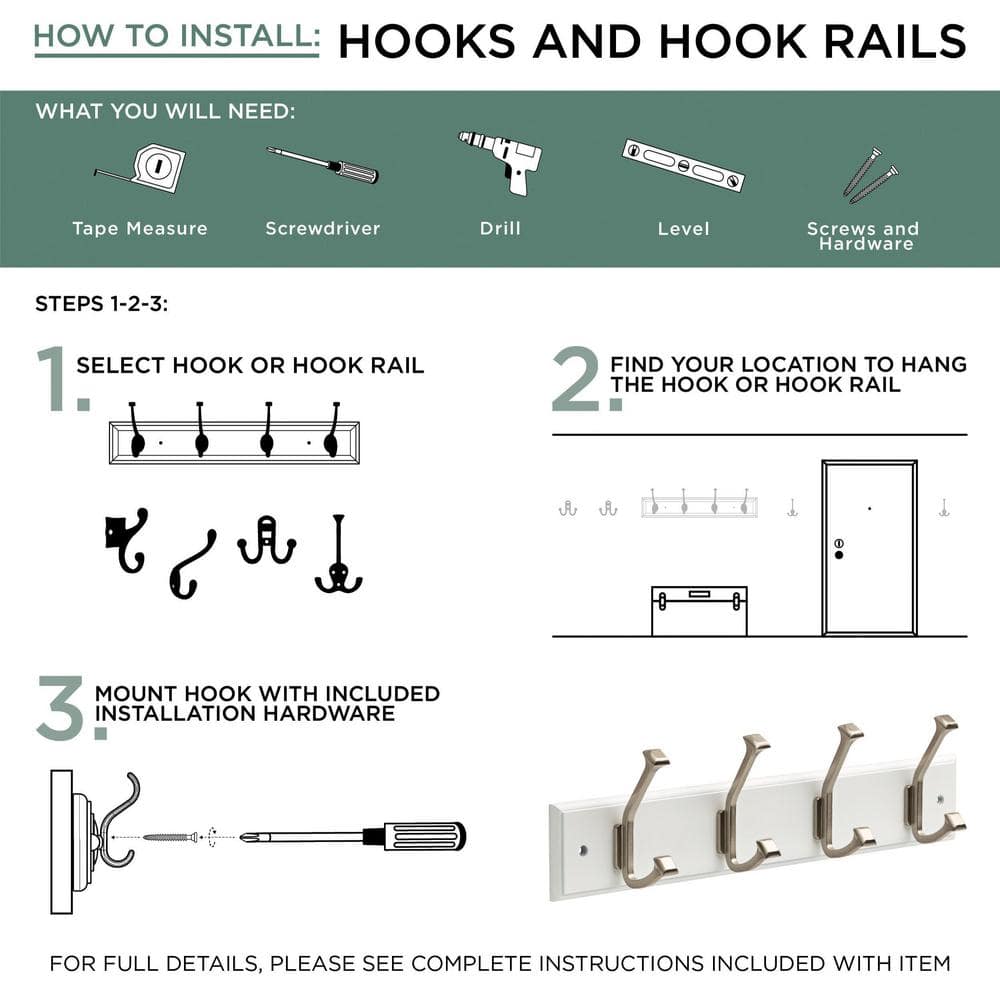 White Double Prong Wall Mounted Robe Hook