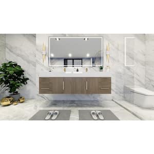 Bethany 71 in. W. x 20 in. D x 22 in. H Double Sink Floating Bath Double Vanity in Light Oak with White Acrylic Top