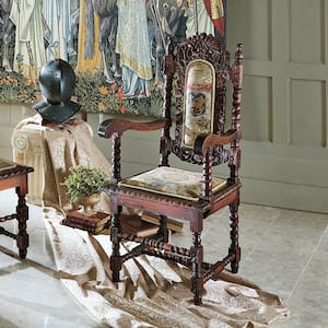 Charles II Walnut Mahogany Arm Chair