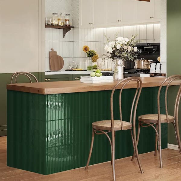 Green Self Adhesive Wall Tile 12 in. x 12 in. Peel & Stick Backsplash Thicker Design for Kitchen, Bathroom, RV (10-Pack)