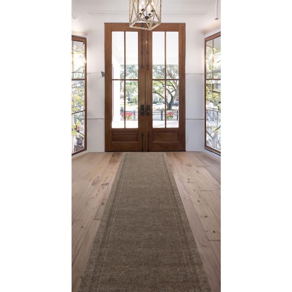 Custom Tracker Indoor/Outdoor Hallway Runner Rug 2 ft. 2 in. W x 8 ft. L Beige Polyester Garage Flooring