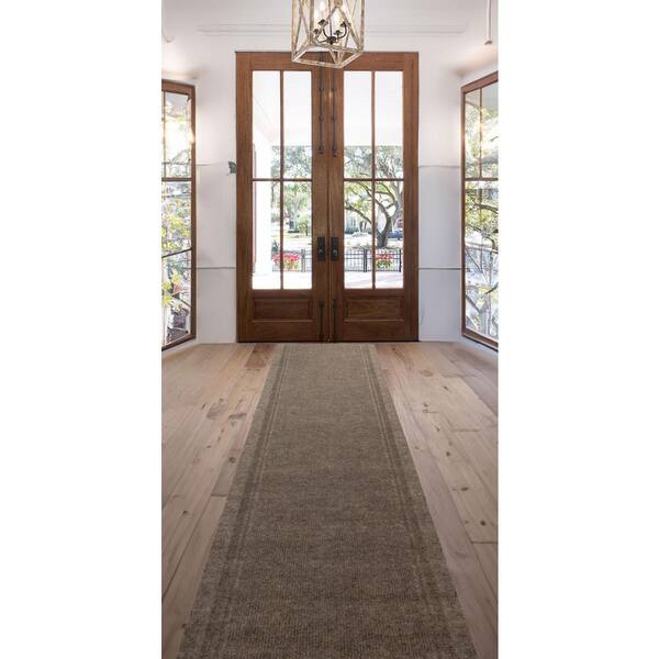 Custom Tracker Indoor/Outdoor Hallway Runner Rug 2 ft. 2 in. W x 28 ft. L Beige Polyester Garage Flooring