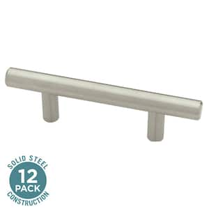 Solid Bar 2-1/2 in. (64 mm) Modern Cabinet Drawer Pulls in Stainless Steel (12-Pack)