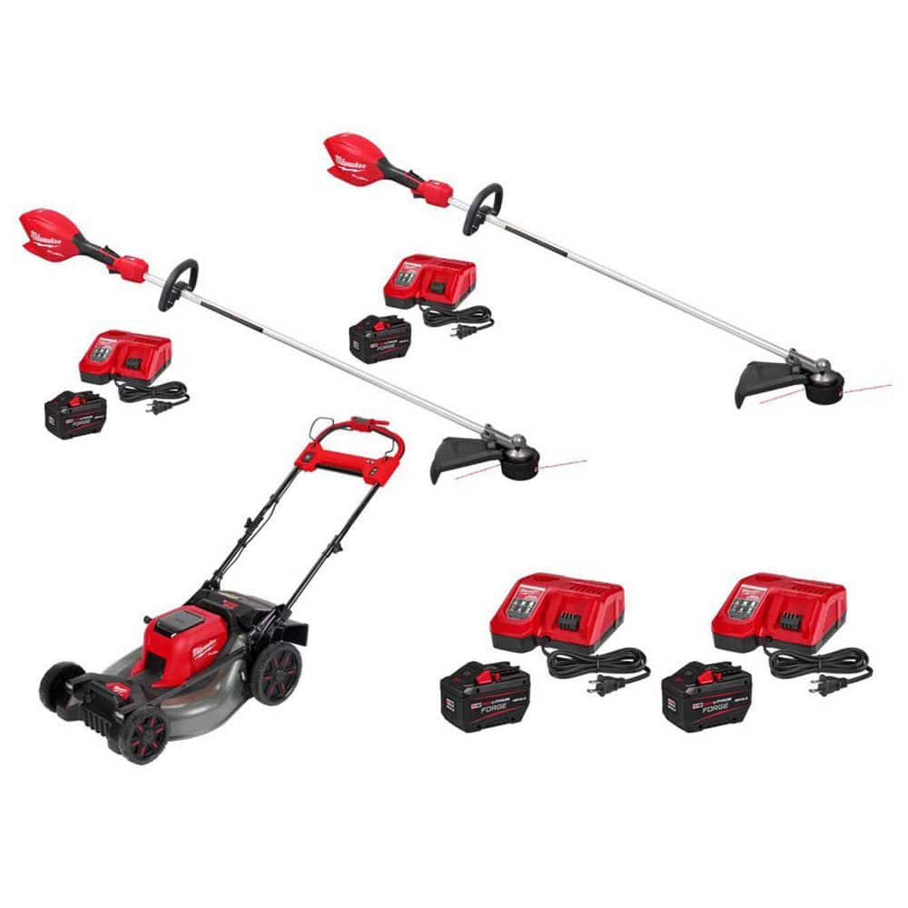 MILWAUKEE M18 FUEL 18V 16 in Brushless Cordless Straight Shaft String Trimmer w/ String Trimmer, (2) FORGE Starter Kits, M18 Mower (3046-21HD-3046)