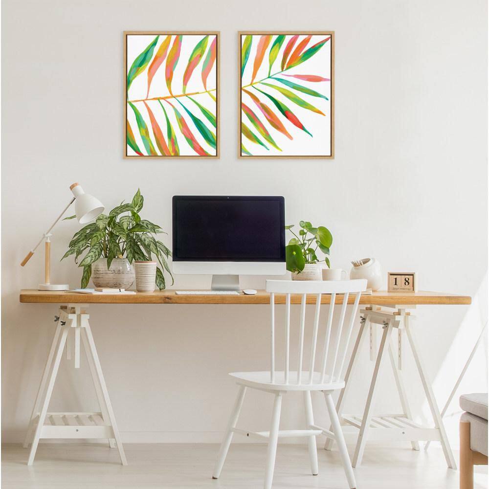 Natural Colorful Plant Leaf Canvas Art Set, 18x24, 2 Pieces