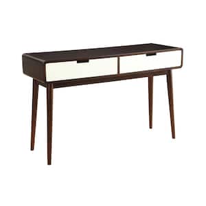 Christa Walnut and White Storage Console Table