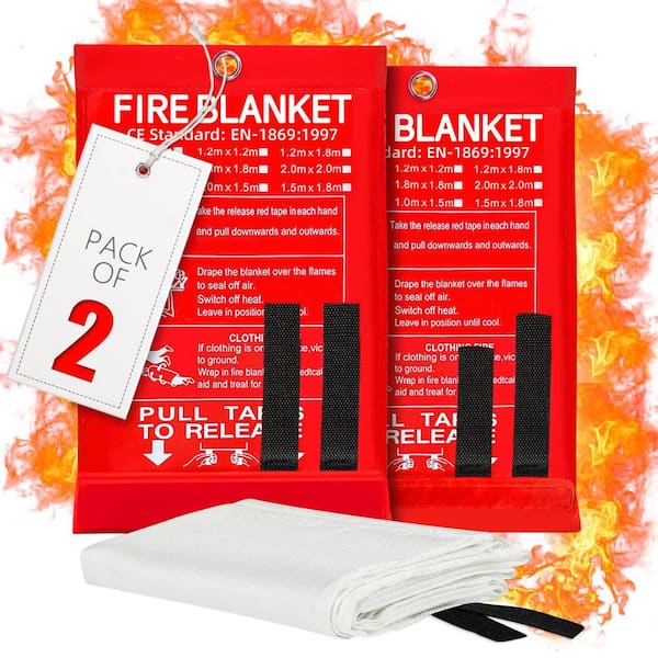 Fiberglass Fire Safety Emergency Accessory Fire Blanket for Kitchen Camping Hurricane Prep 40x40in 2 Pack