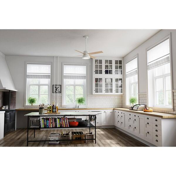 Hunter Loki 52 In Integrated Led Indoor Fresh White Ceiling Fan With Light Kit 54151 The Home Depot Hunter Loki 52 In Integrated Led, Kitchen Ceiling Fans Home Depot