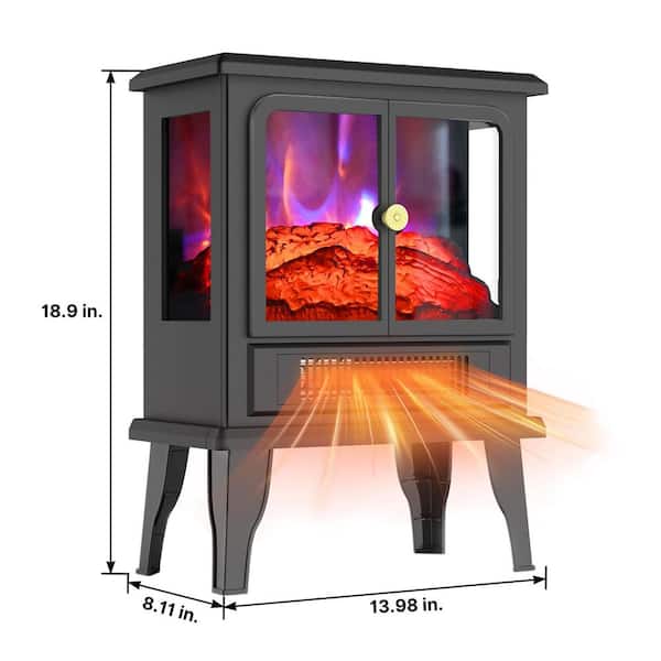 HEATEC ヒーテック 暖炉 FP-2203 レトロ インテリア Runesay 1500-Watt Freestanding Black Electric Utility Convection