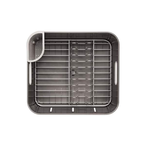 simplehuman - in a pinch? our compact dishrack is perfect for smaller  kitchens. . the dishrack features an inner plastic tray that is precisely  angled for optimum draining, but it also has