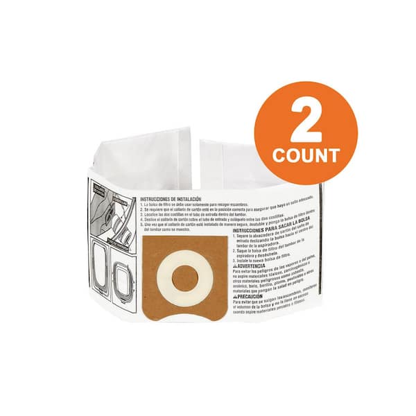 RIDGID High-Efficiency Size C Dust Collection Bags for 3 to 4.5 Gal. and HD06001 RIDGID Wet/Dry Shop Vacuums (2-Pack)