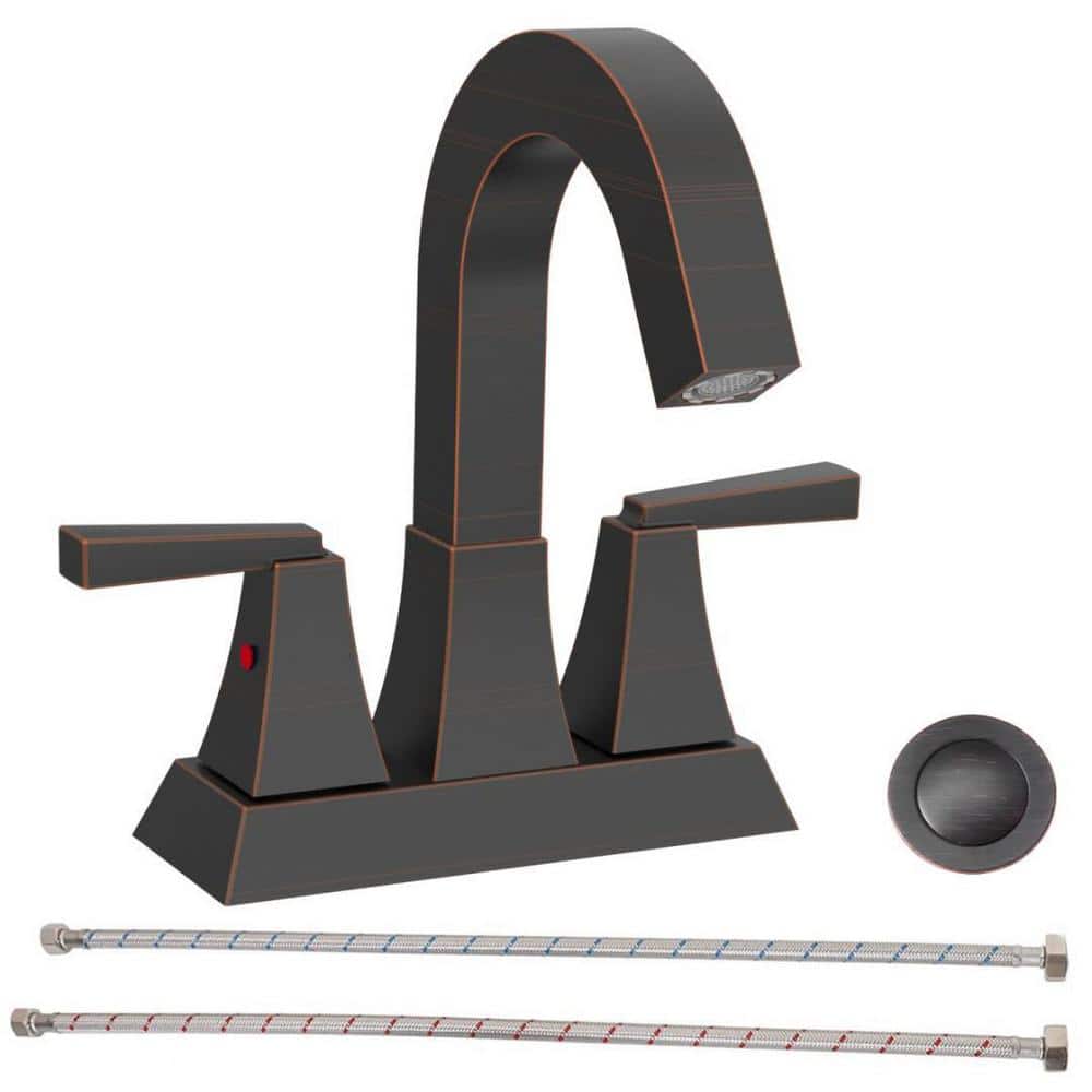4 in. Centerset 2-Handle Bathroom Faucet with Overflow Hole and Supply Lines in Oil Rubbed Bronze price history on PriceWatchPro
