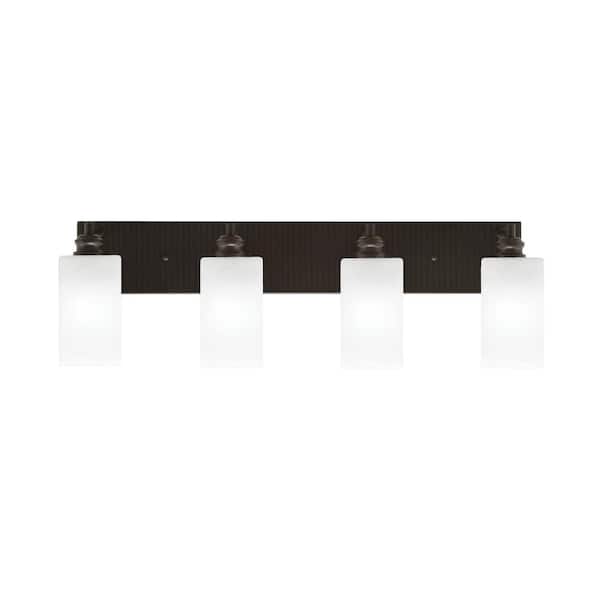 Unbranded Albany 30.75 in. 4 Light Espresso Vanity Light with Square White Muslin Glass Shades